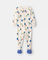 Baby Boy 1-Piece Monster 2-Way Zip DreamPlush Snug Fit Footed Pajama - Cream