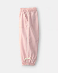 Toddler Girl Bow-Cuff Poplin Joggers - Pink