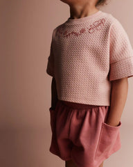 Toddler Girl High-Low Bubble Dolman Tee - Light Pink