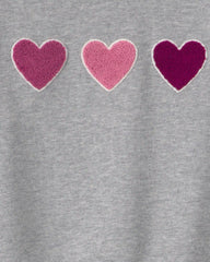 Girls Heart French Terry Top - Grey