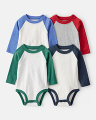 Baby Boy 4-Pack Long-Sleeve Multipack Raglan Bodysuits