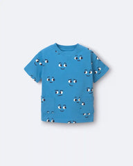 Toddler Otter Pocket Tee in Face Print - Blue