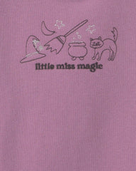 Toddler Girl 'Little Miss Magic' Halloween French Terry Pullover Sweatshirt - Purple