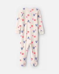 Baby Girl 1-Piece Monster 2-Way Zip DreamPlush Snug Fit Footed Pajama - Cream
