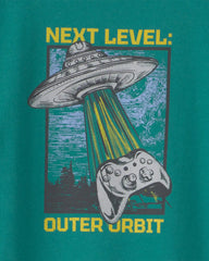 Boys 'Next Level Outer Orbit' Spaceship Long-Sleeve Graphic Tee - Green