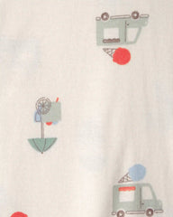 Baby 2-Pack Ice Cream Truck 100% Cotton Snug Fit 1-Piece Pajama - Blue/Ivory