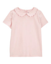 Toddler Scalloped Collar Short-Sleeve Top - Pink