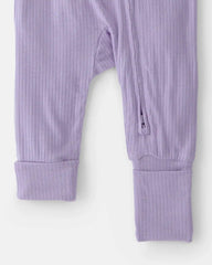 Baby Girl 2-Way Zip PurelySoft Sleep & Play Pajama - Purple