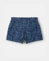 Toddler Girl Floral Denim Shorts - Dark Wash