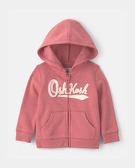 Baby Girl OshKosh Logo Fleece Zip-Up Hoodie - Pink