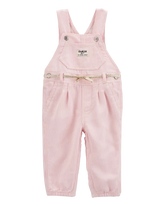 Baby Knit Denim Hickory Stripe Overalls - Pink