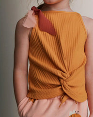 Toddler Girl Tie-Front Ribbed Tank - Golden Yellow