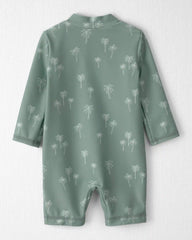 Baby Boy Recycled Long-Sleeve Rashguard Swimsuit in Palm Tree