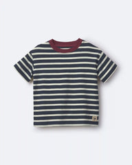 Toddler Relaxed Tee in Stripes - Navy/Burgundy