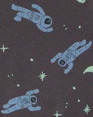 Toddler Boy 4-Piece Astronaut Glow in the Dark 100% Cotton Snug Fit Pajama Set - Blue