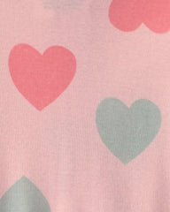Baby Girl 1-Piece Heart 2-Way Zip 100% Cotton Snug Fit Footed Pajama - Pink