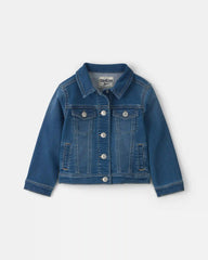 Toddler Girl Bear Denim Jacket - Medium Wash