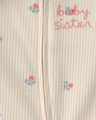 Baby Girl 'Baby Sister' Cotton 2-Way Zip Sleep & Play Pajamas - Ivory