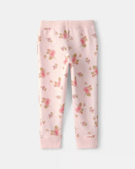Toddler Girl Floral Drawstring Knit Joggers - Pink