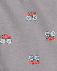 Boys 4-Piece Monster Truck 100% Cotton Snug Fit Pajama Set - Grey