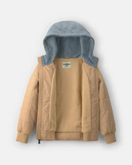 Boys Hooded Midweight Quilted Jacket - Brown