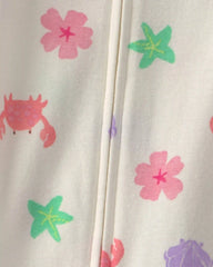 Toddler Girl Beach 100% Cotton 1-Piece Pajama - Cream