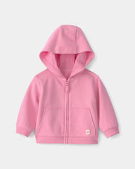 Baby Girl French Terry Zip-Up Hoodie - Pink