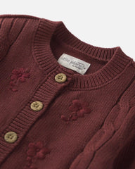 Baby Girl Organic Cotton Sweater Knit Embroidered Cardigan