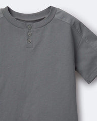 Toddler Boy Henley Tee - Dark Grey