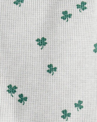 Baby 2-Piece Organic Cotton Thermal Knit Set in Lucky Clovers Print