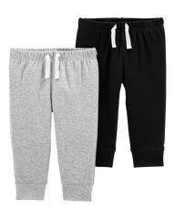 Baby Boy 2-Pack Cotton Pants - Grey/Black