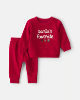 Baby 2-Piece 'Santa's Favorite' Long-Sleeve Top & Pant Set - Red