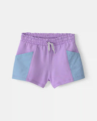 Baby Girl French Terry Shorts - Purple/Blue