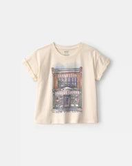 Girls 'New York City' Graphic Tee - Cream