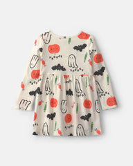 Toddler Girl Pumpkin Long-Sleeve Dress - Cream