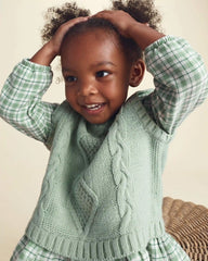 Toddler Girl Plaid Sweater Vest Top - Green
