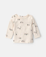 Baby Boy 2-Piece Penguin Long-Sleeve Overall Set - Grey/Cream