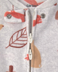 Baby Autumn Fleece 2-Way Zip Sleep & Play Pajamas - Grey