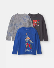 Boys 3-Pack Sonic The Hedgehog™ Long-Sleeve Multipack Tops
