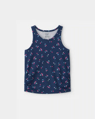 Girls Floral Active Tank Top - Navy