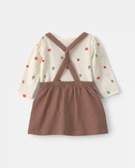 Baby Girl 3-Piece Thanksgiving Long-Sleeve Dress Set - Cream/Brown