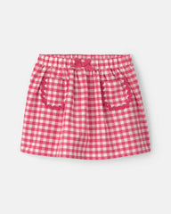 Toddler Girl Gingham Skort - Red
