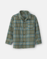 Boys Plaid Button-Down Shirt - Green