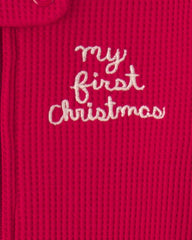 Baby 'My First Christmas' Cotton Thermal Sleep & Play Pajamas - Red