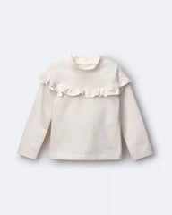 Toddler Girl Mock Neck Ruffle Top - Cream