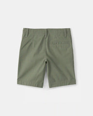 Boys Twill Flat-Front Shorts - Green