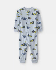 Baby Boy 1-Piece Construction 2-Way Zip DreamPlush Snug Fit Pajama - Blue