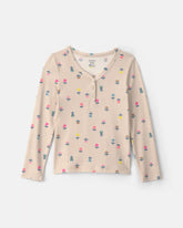Girls Floral Long-Sleeve Top - Grey