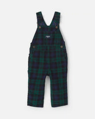 Baby Boy Plaid Corduroy Overalls - Navy Blue/Green