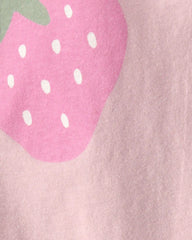 Baby Girl Strawberry Relaxed Top - Pink